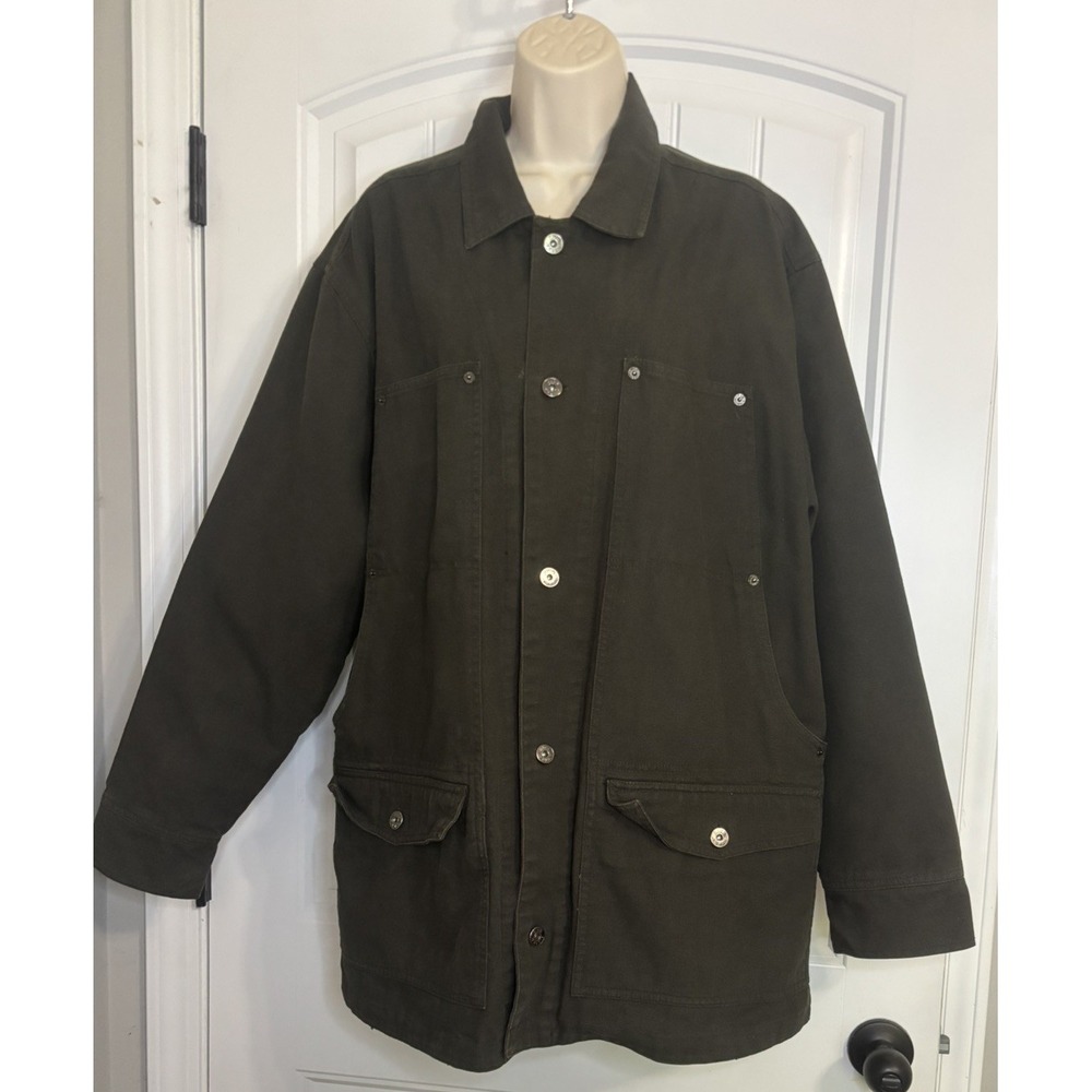 VTG High Sierra Jacket Men L Green Chore Field Barn Military Plaid Lined Coat